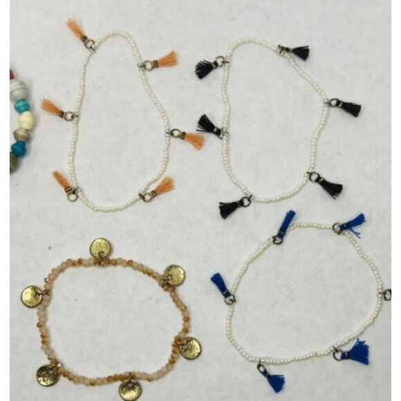 Noonday Collection Bead Bracelets 6 Paper Bead Bracelets Multicolor Tassel - Picture 3 of 6